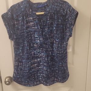 Apt. 9 Navy and White Textured Blouse